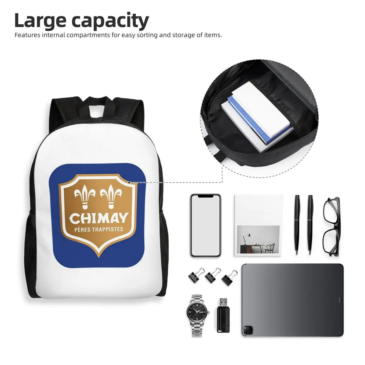 Chimay Logo Backpack Student Boys Girls BookBag School Bag Computer Shoulder Bags