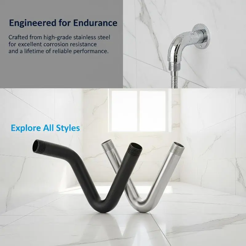 1PC Rust Proof Shower Arm Bracket Wall Mounted Shower Head Extension Pipe for Commercial Bathrooms