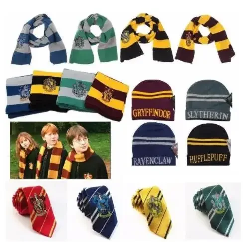 Gorro de Cosplay de Harry Ron para Halloween, Escuela mágica, accesorios para el cuello, Slytherin, Hufflepuff, accesorios para Cos, Invierno