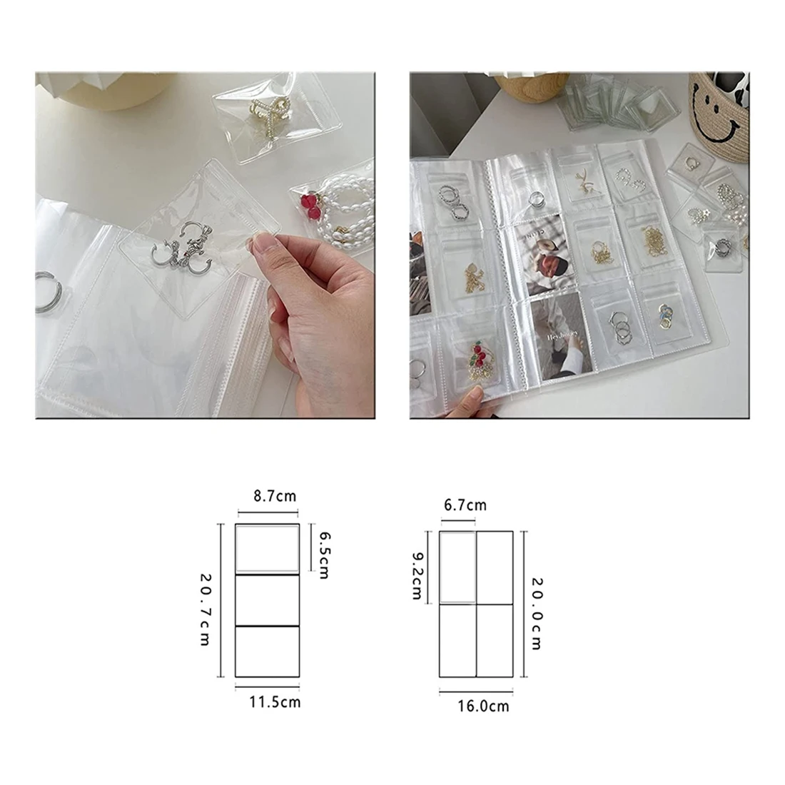 Jewelry Storage Book, Clear Portable Travel Jewelry Earring Organizer Storage Booklet Bag(160 Slots + 150 Sealed Bags)