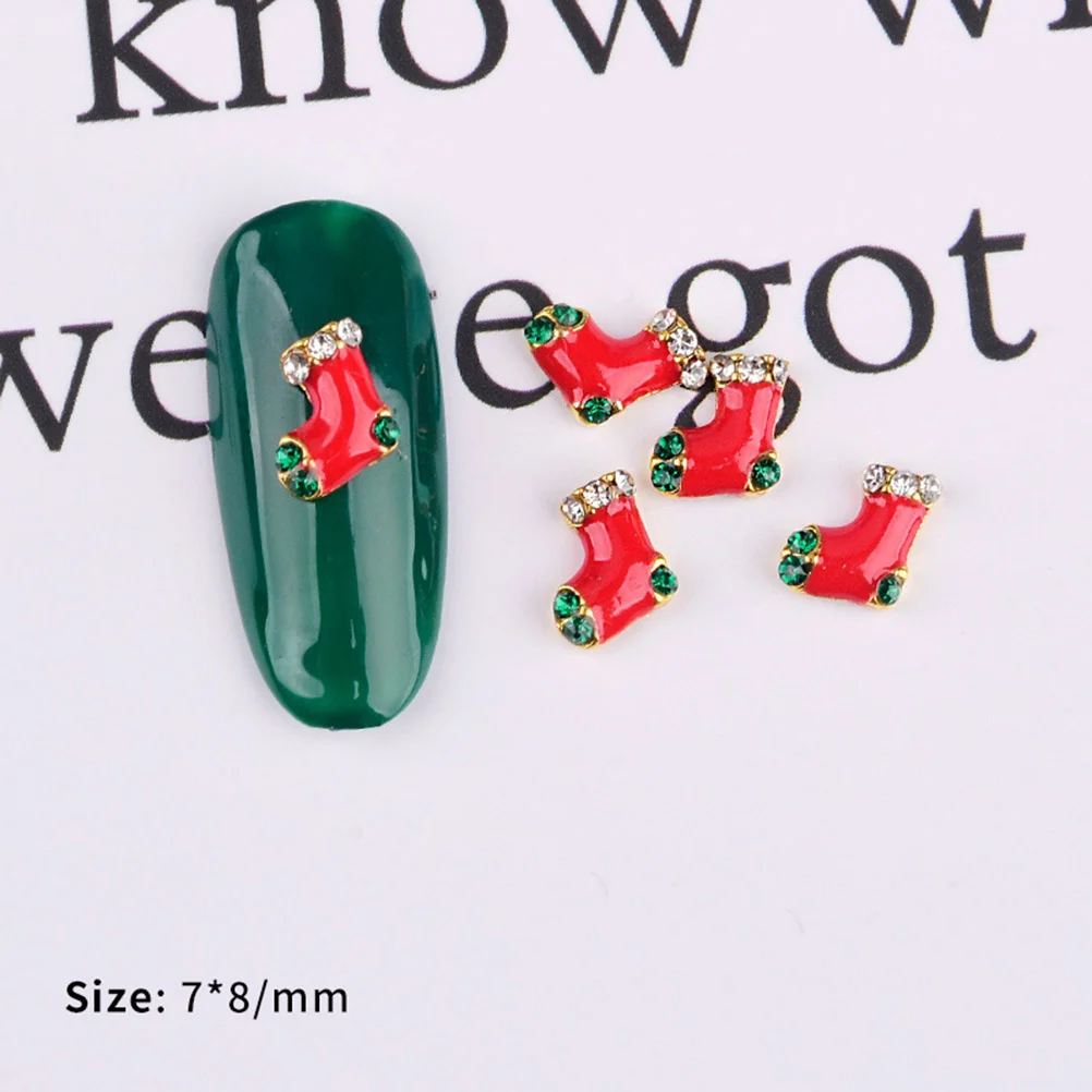 12pcs Christmas 3D Alloy Nail Stickers Rhinestone Inlaid Bling Bling Stickers Decoration (Mixed Style)