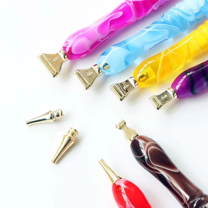 13pcs Set Head Diamond Painting Big Long Pen Tip Thin Multifunctional Threaded Tip for Embroidery Nail Art Tool DIY Alloy Head