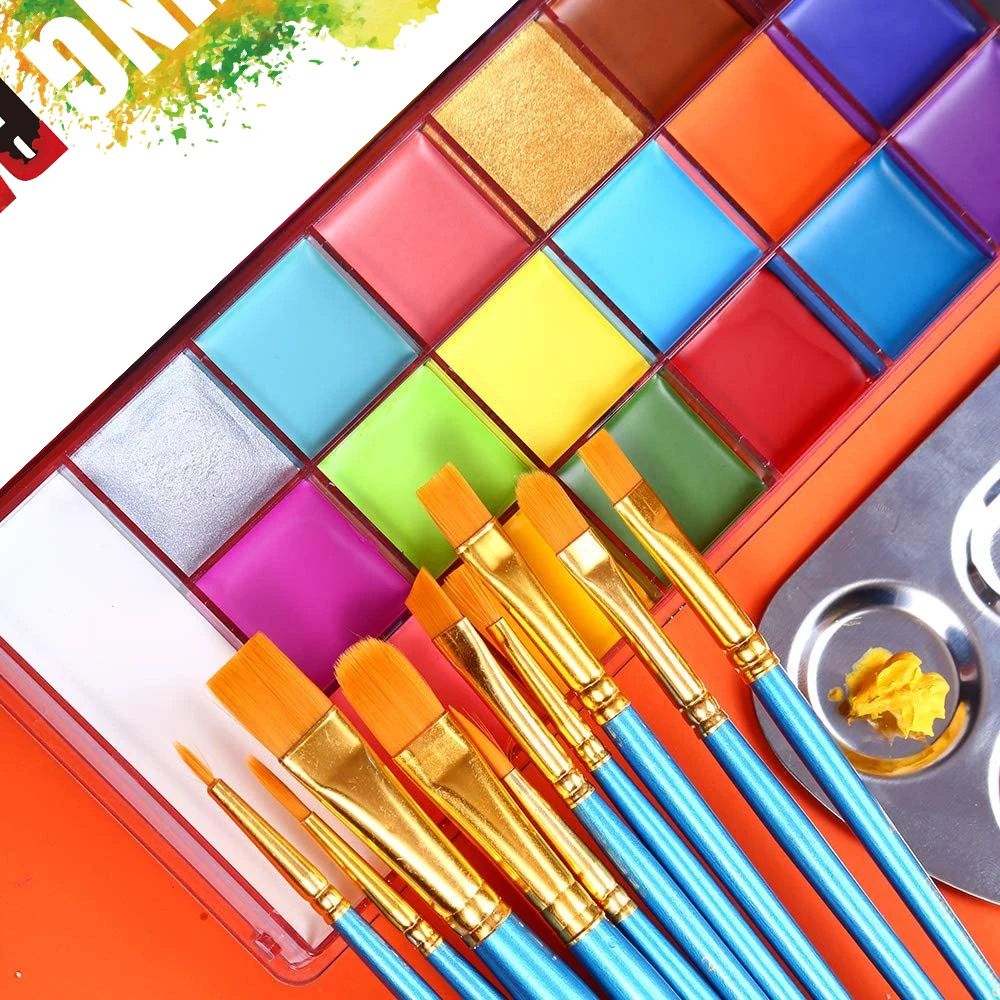 لوحة ألوان للوجه والجسم، آمنة تدوم طويلاً للهالوين 20 لونًا من أصباغ طلاء الجسم الزيتي لمكياج طلاء الوجه والجسم SFX #3