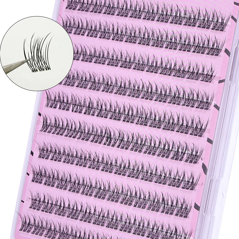 Pestañas postizas autoadhesivas esponjosas con diseño de cola de pez, No requiere pegamento, Kit de bricolaje de extensión de pestañas rizadas de girasol grueso de Anime