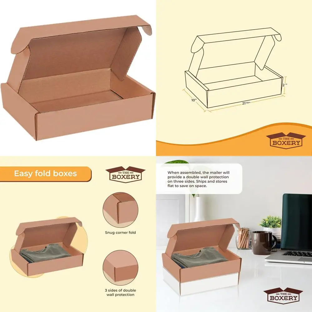 

100-Pack 21.875 x 10 x 2 Inches Brown Corrugated Shipping Boxes for Small Business Mailing and Packaging