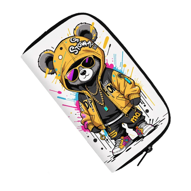 Kawaii Graffiti Bear Print Wallet Women Coin Money Bag porta carte di credito Phone Organizer Clutch Cartoon Long Wallet Gift