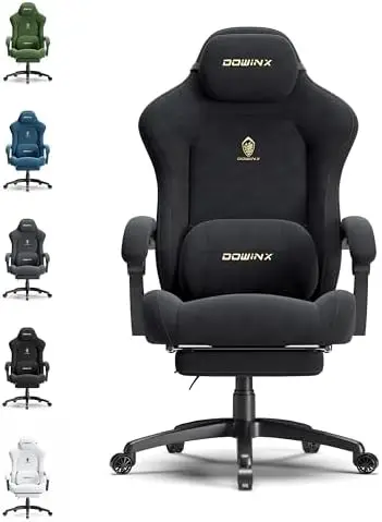 Big and Tall Gaming Chair, Suede Fabric Game Chair with Pocket Spring Cushion, High Back Gamer Chair Ergonomic with