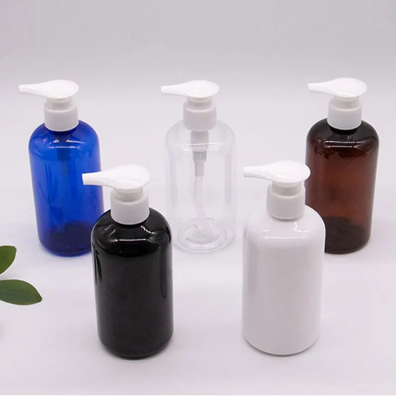 

250ml x 24 Empty Colored Plastic Bottle With Pump For Shampoo Facial Cleanser Lotion Cream Container White Black Blue