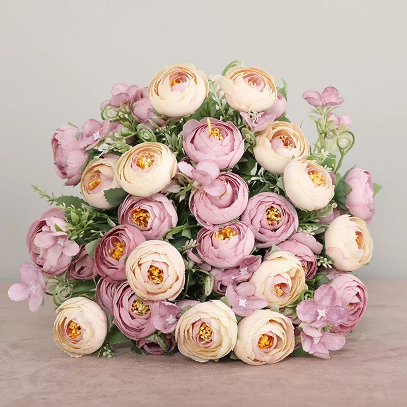 Multicolor Tea Roses vases for home decoration accessories fake daisy plastic flower wedding decorative Artificial flowers cheap