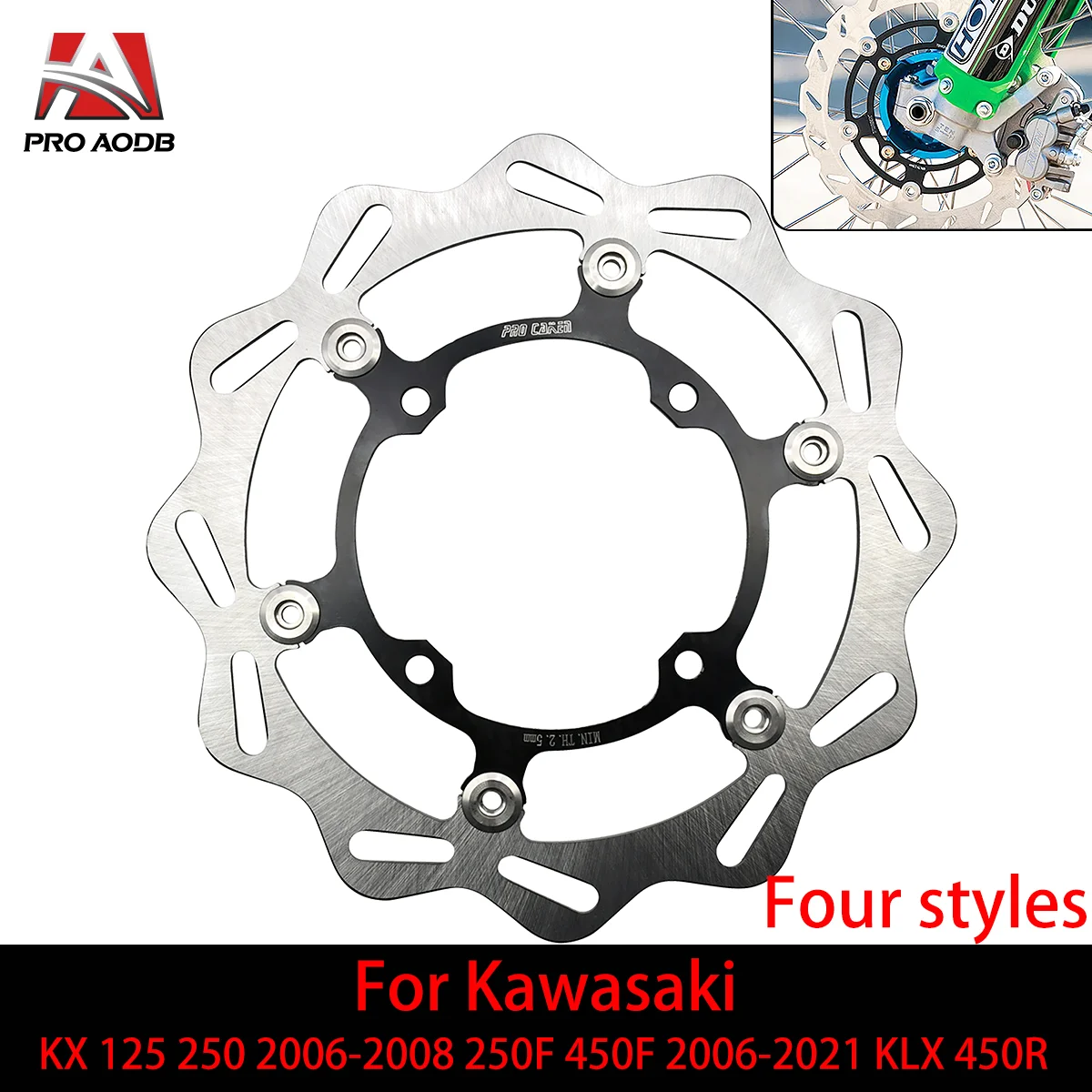 Motorcycle parts front and rear brake discs For Kawasaki KX125 KX250 2006-2008 KX250F 450F 2006-2021 KLX450R 2007-2021 Motocross