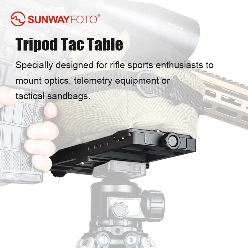 SUNWAYFOTO TT-01 Statief Tactische Tafel, Tac-Table, Multifunctioneel Montageplatform, Geïntegreerde Arca Rail, 1/4" en 3/8"