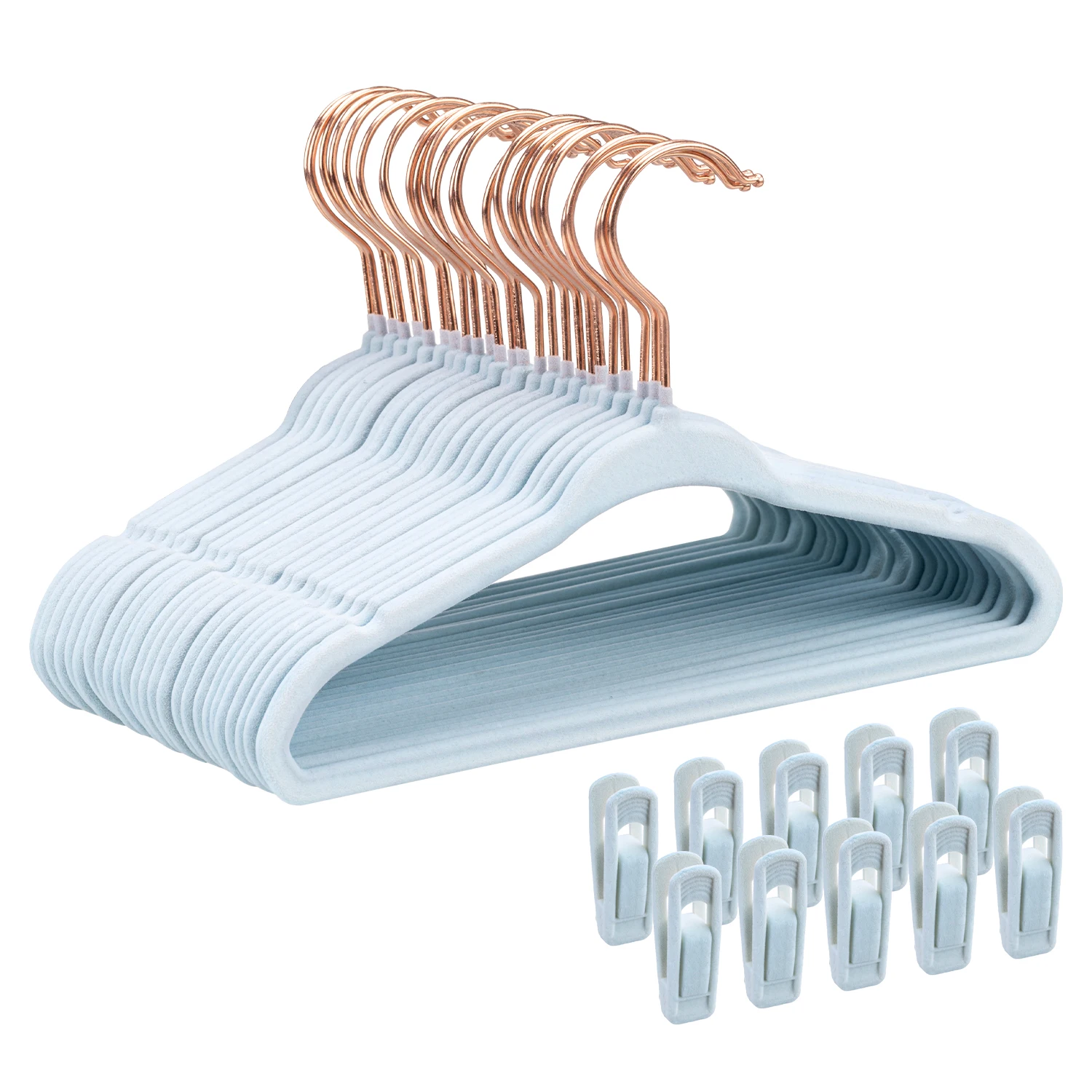 Perchas de Terciopelo Premium para Bebés, Antideslizantes, Ultrafinas de 11.8 Pulgadas, 360 ° Ganchos Giratorios Resistentes y Duraderos para Ropa de Bebés y Niños Pequeños, para Armario Infantil, Color Azul