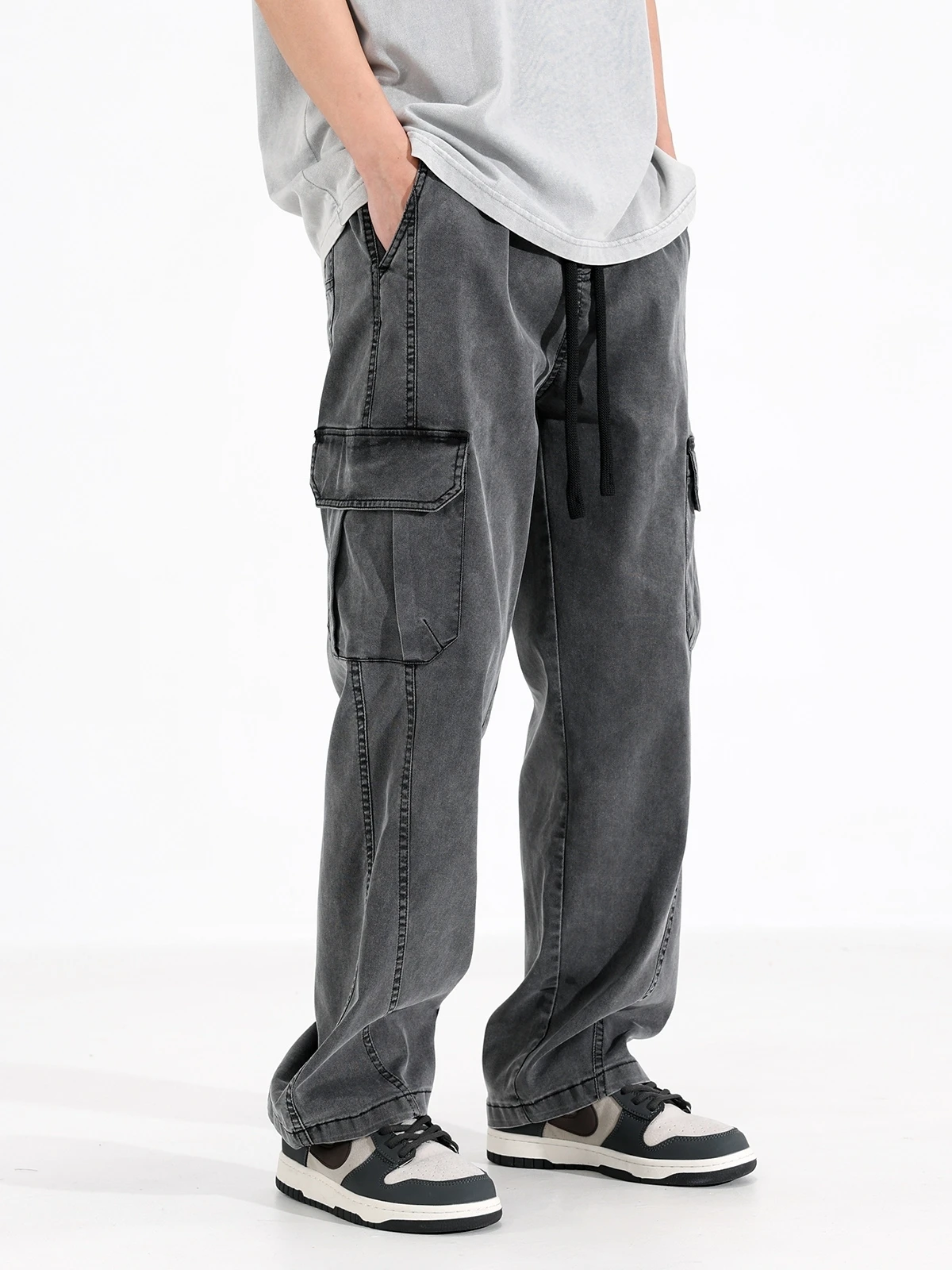 

Мужские повседневные рабочие брюки больших размеров: свободные, прямые, широкие, длинные, в американском ретро-стиле, удобные, дышащие