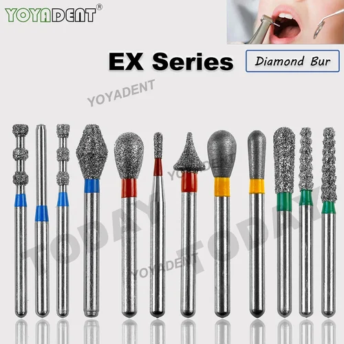 Fresas de diamante Dental tipo EX, fresas de odontología FG, fresas de pulido de 1,6mm para pieza de mano de alta velocidad, herramientas de dentista, 10 unidades por paquete