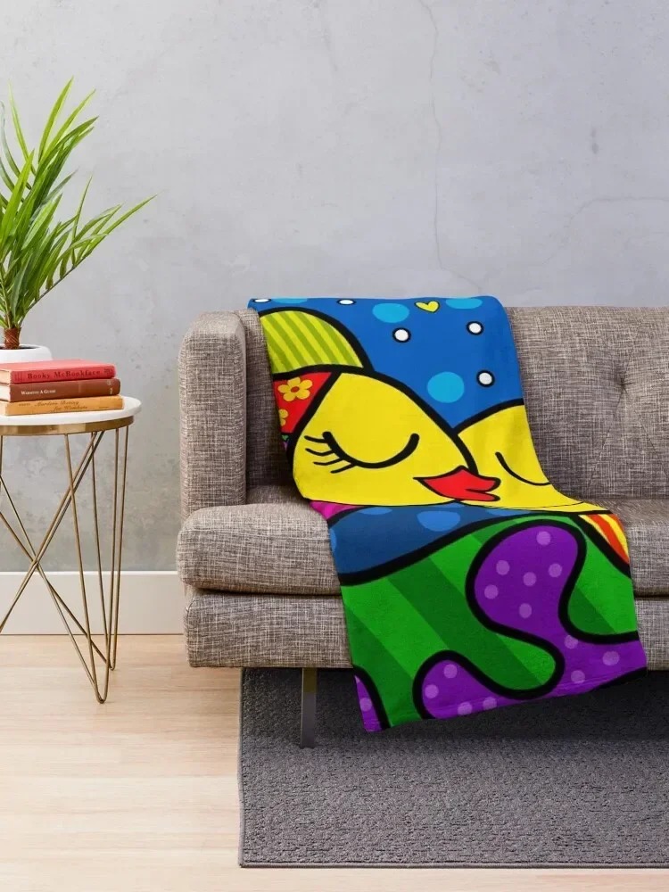 Kissing Fish Pop-art Throw Blanket Bed For Baby Blankets