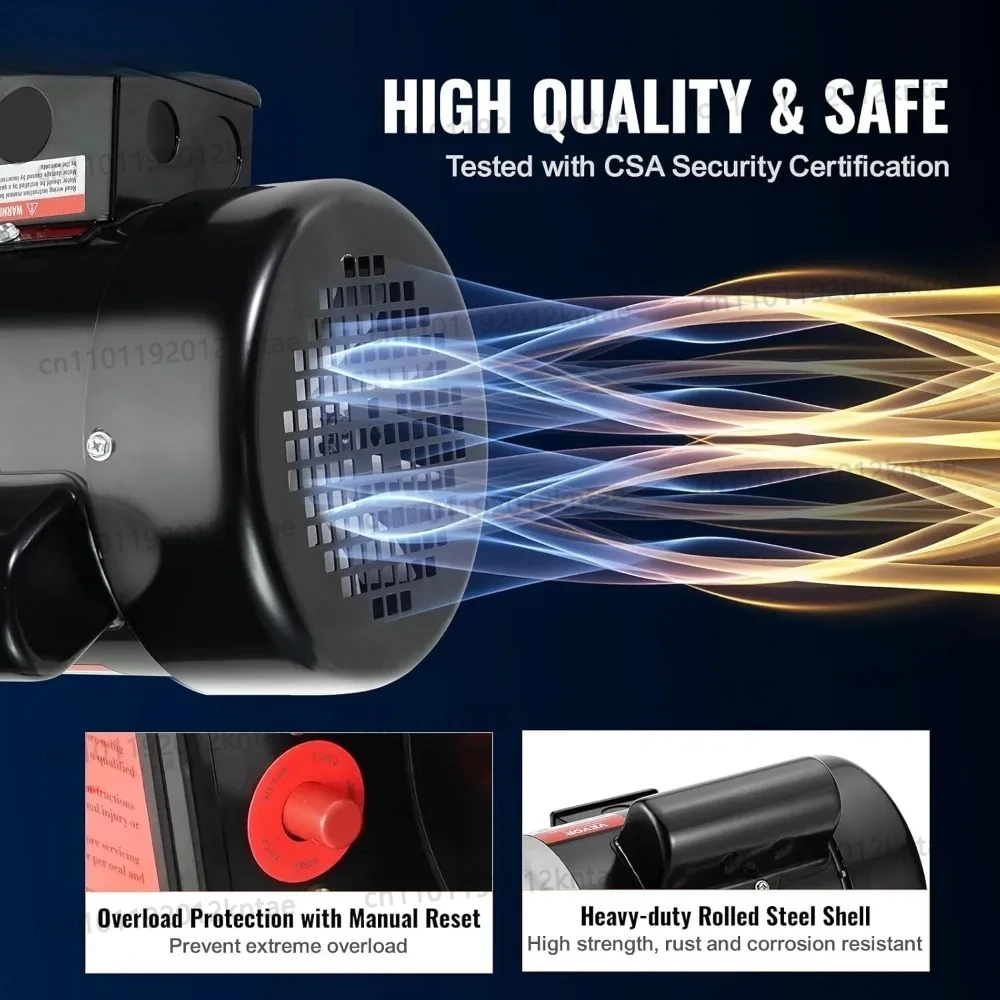 3/4HP Electric Motor 1725 RPM, AC 115V/230V, 56 Frame, Air Compressor Motor Single Phase, 5/8