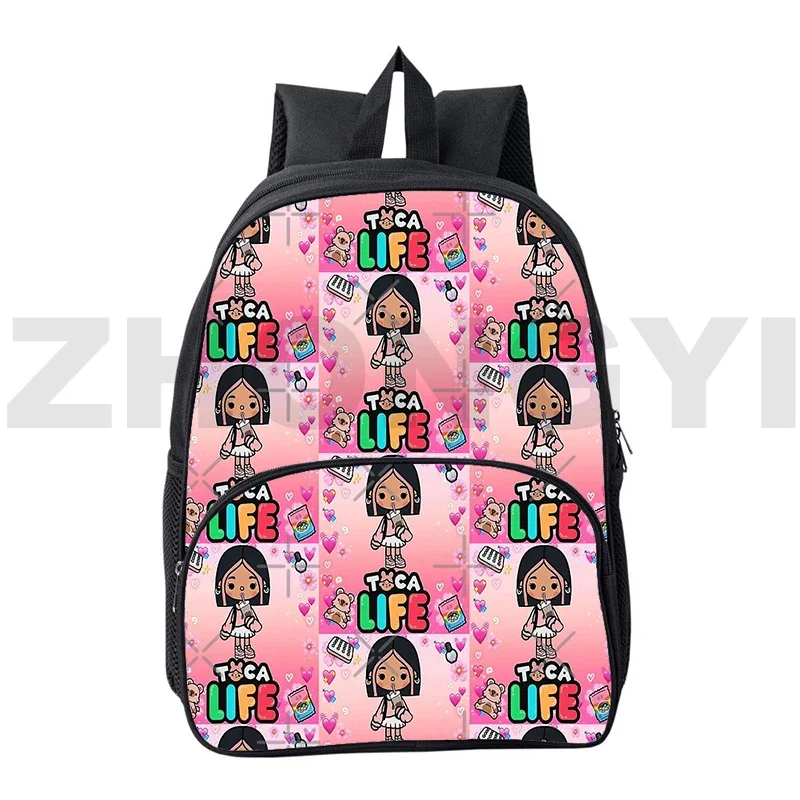 Anime 16 Inch Toca Boca 3D Backpack Canvas Backpack Men Large Capacity Toca Life World Cute Teen Girls Bookbag Cartoon Women Bag