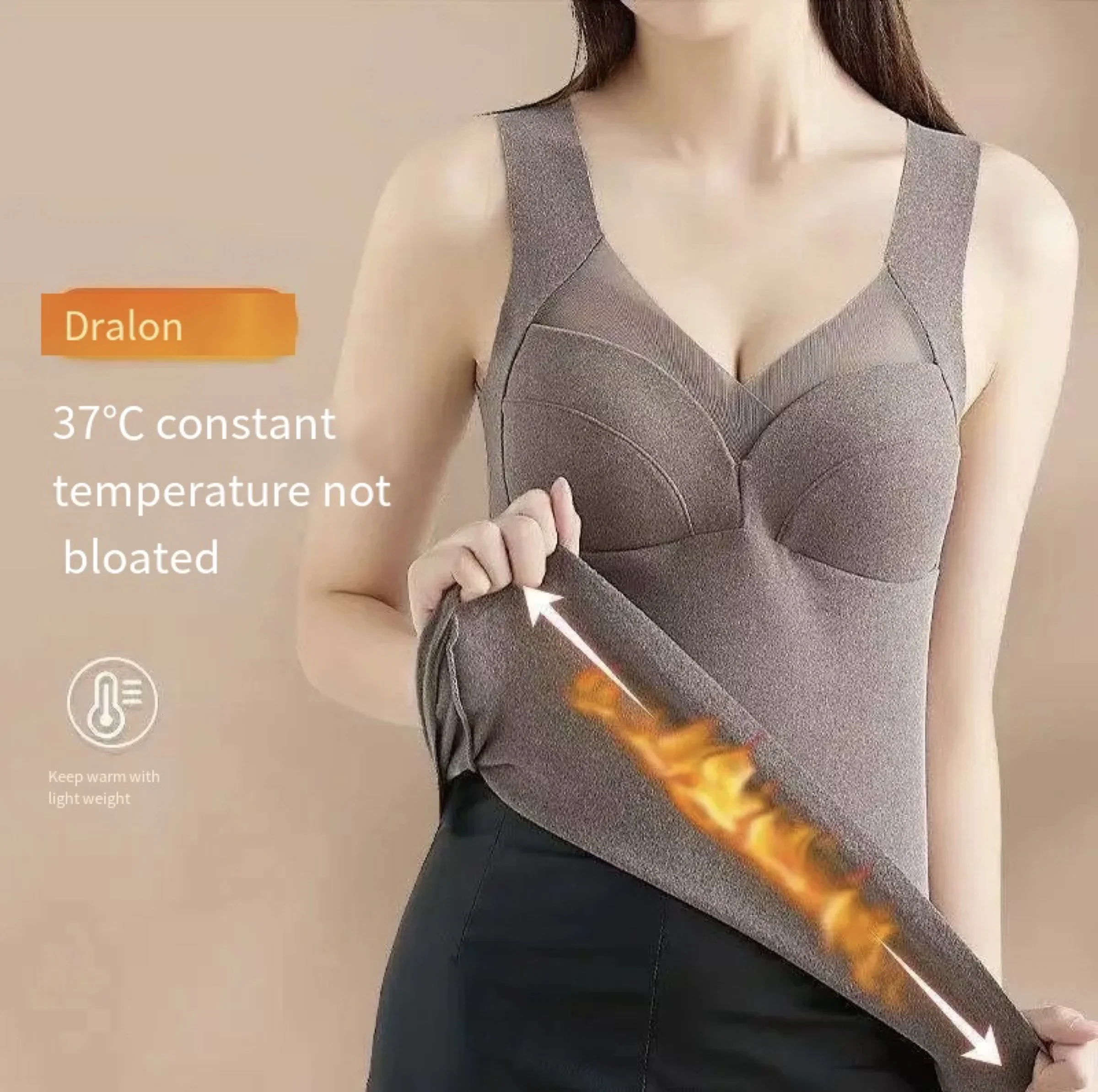1pcs Woman Thermal Underwear Autumn WinterThermo Lingerie Soft Warm Top Wear Thermo Vest Undershirt With Bra Padded