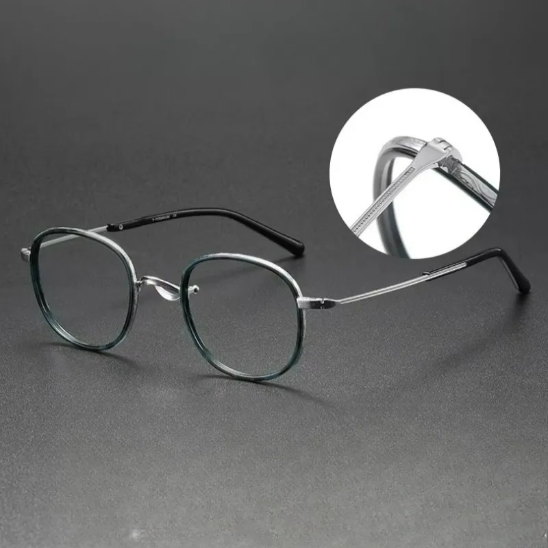 Fashion Glassframe Luxury Pure Titanium Men and Women Eyeglasses Frame Retro Round Big Wide-rimmed Optical Prescription Glasses