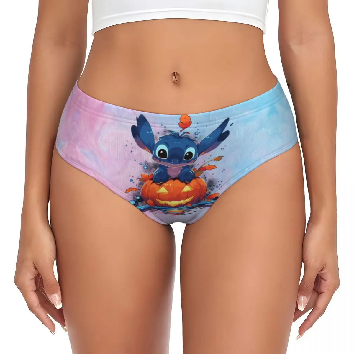 Custom Halloween Stitch Brief Panties Womens Breathable Stretch Disney Underwear