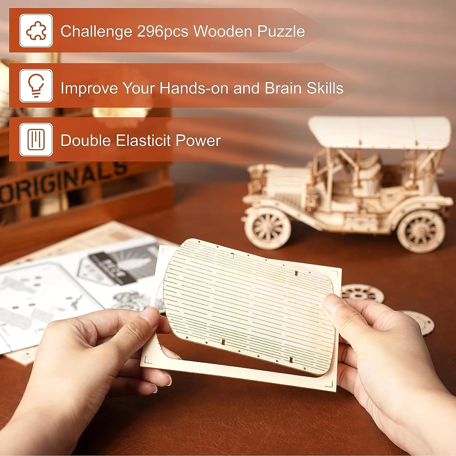 Vintage Car 3D Puzzle, Wooden Puzzle Retro Car Model Kits to Build for Adults, Gift for Antique Car Lovers Aesthetic Home Decor