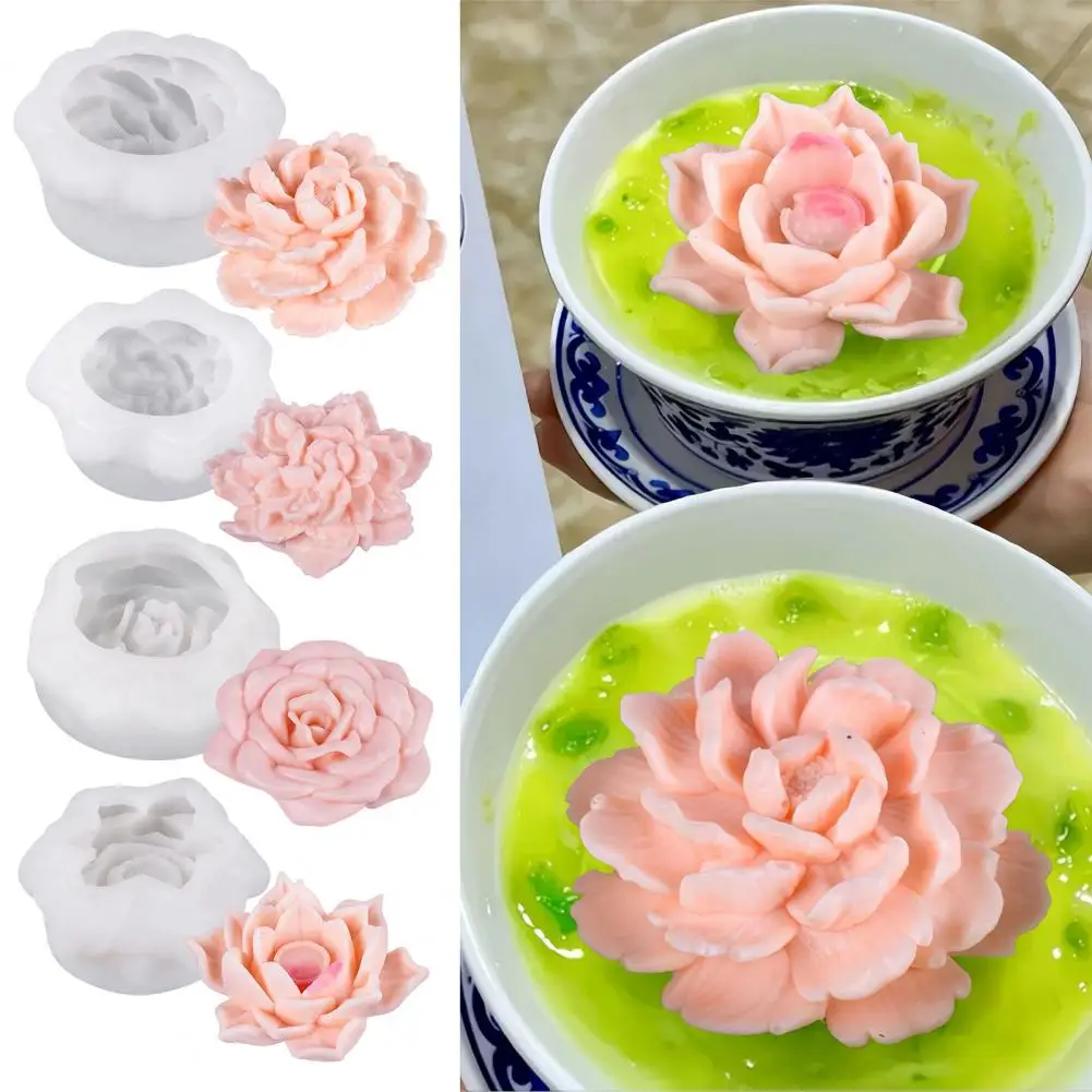 Mousse Cake Mold Silicone Cake Mold Flower Silicone Molds for Candle Making Rose Peony Fondant Mold 3d Floral Soap for Cake