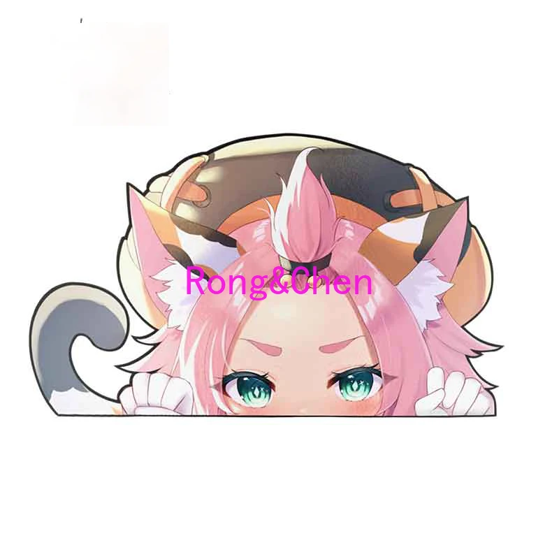 Торговая Автомобильная наклейка Rongchen Genshin Impact Diona Peeker аниме виниловая наклейка на окно с рисунком из мультфильма Peek Car Styling PVC Boutique