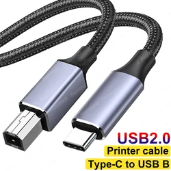 USB 2.0 Printer Cable Type C to USB B Printer Cable Braided Printer Scanner Cord for Epson HP Canon Brother MacBook Pro 1/2/3m