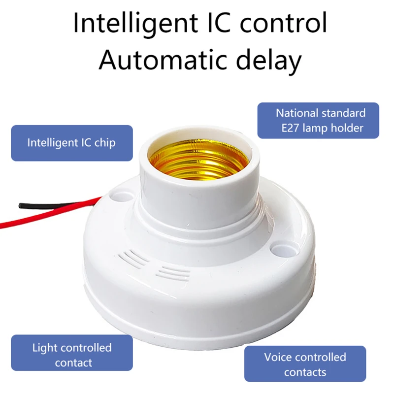 1Pcs Automatic Human Body Infrared IR Sensor Lamp Holder 220V E27 Base LED Bulb Light PIR Motion Detector Wall Lamp Hold