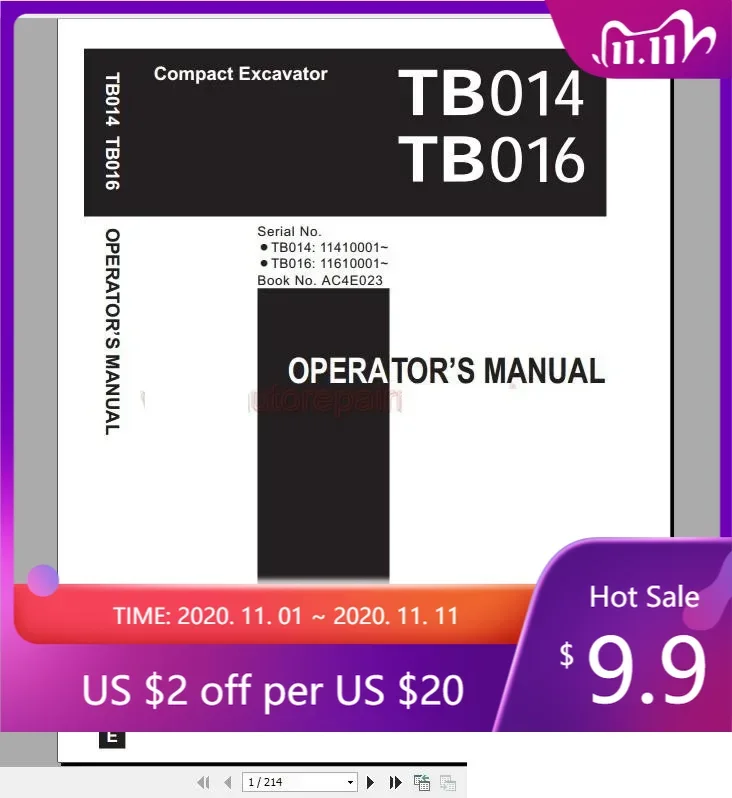 

AutoCD Takeuchi Full Set Service Training, Service Manual, Operator, Part Manual