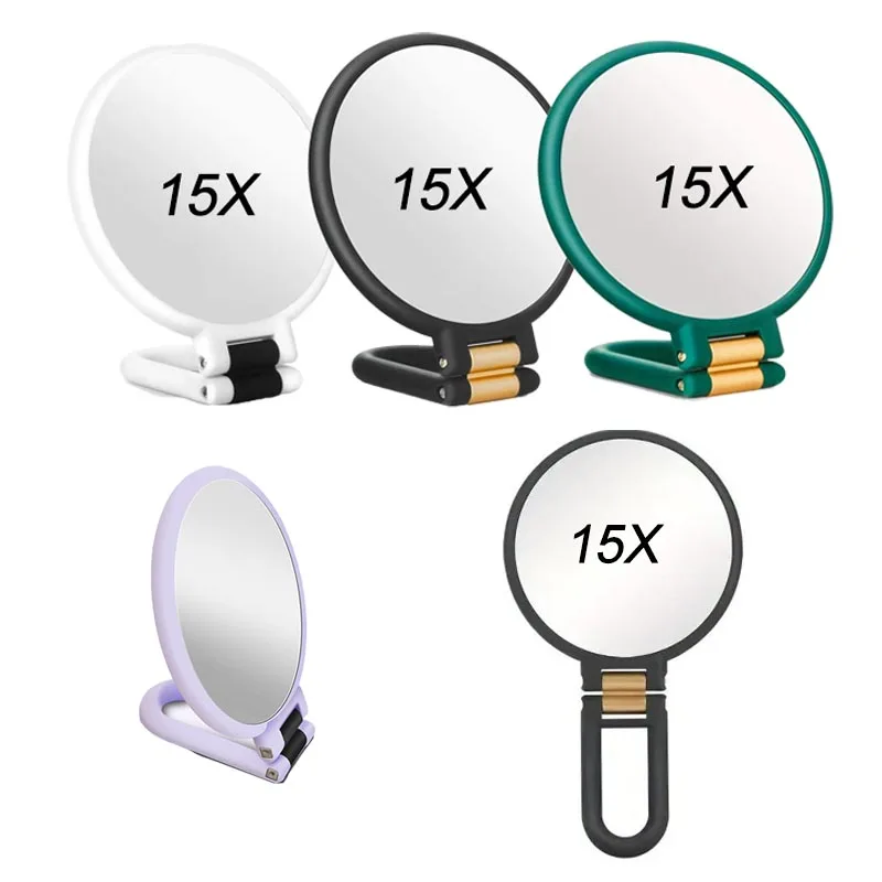 ใหม่ 2/5/10/15x ผู้หญิงกระเป๋ากระจกกระจกขยายขนาดเล็กสําหรับแต่งหน้ากระจกพับ HUAZJ06