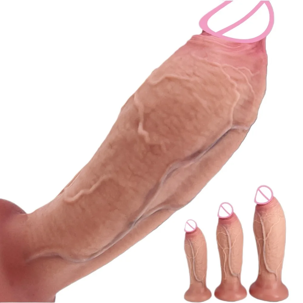 Realistic Thick Dildo Double Silicone Penis Skin Soft Dildos For Woman Vagina Man Anal Masturbator Suction Cup Big Dick Sex Toys