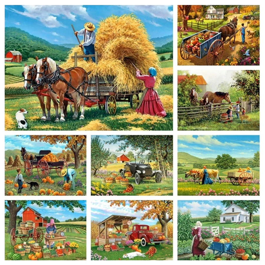 

Набор для алмазной вышивки «Ферма», Набор для вышивки крестиком, мозаика из квадратных страз, ручная работа хобби