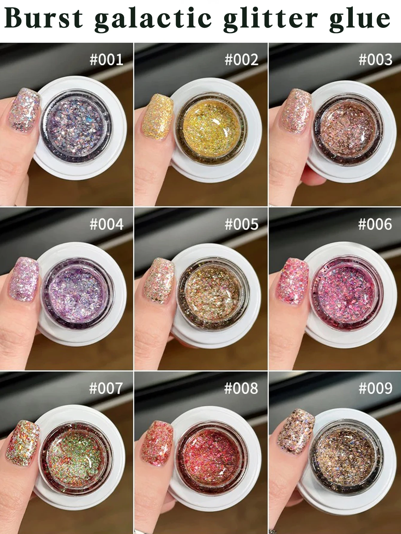 1/9PCS 2025 New Trendy Nail Art Decorazione di moda Terapia UV Colorato Aurora Glitter Lampeggiante Diamante schiacciato Smalto per unghie Gel,
