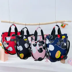 Primary School Student Handbag Canvas Book Bags Children Mickey Print Cartoon Large Capacity School Bag Girls One Shoulder Bags