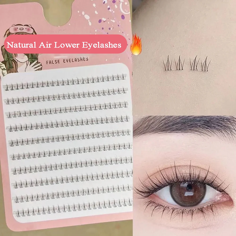 HOT Korean Single Cluster False Eyelashes Daily Make Up Lower Eyelashes Natural Clear Stem Lash Extension Under Lashes Comic Eye