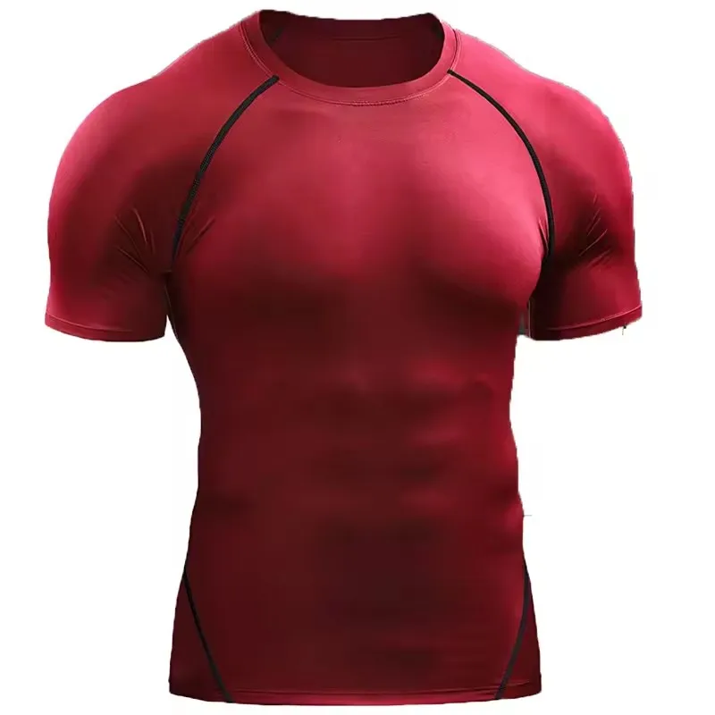 Compressie-T-shirt voor heren Zomersportkleding Hardloop-T-shirt Elastisch Sneldrogend Sporttops Tee Atletische Gym Workout T-shirts Heren