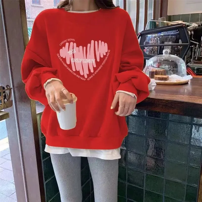 Women Loose Thickening Sweatershirts Female Fake Two Pieces Hoodies Tops Spring Autumn Ladies Fashion Large Size 5XL Sweatshirt