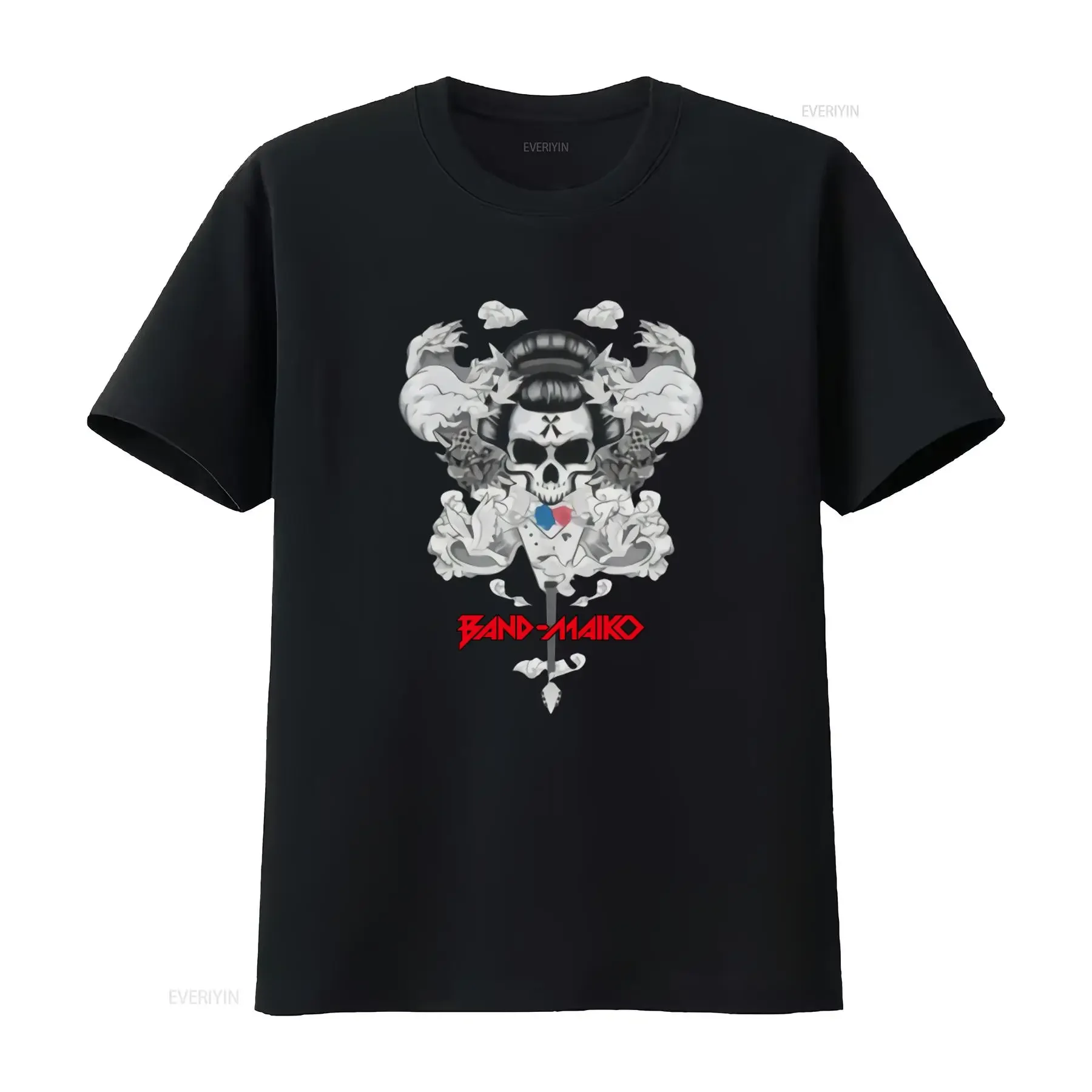 Band Maiko Skull Design Classic T Shirt Rocking Maid Style for US Buyers vintage Washed Breathable Slightly fashion Casual
