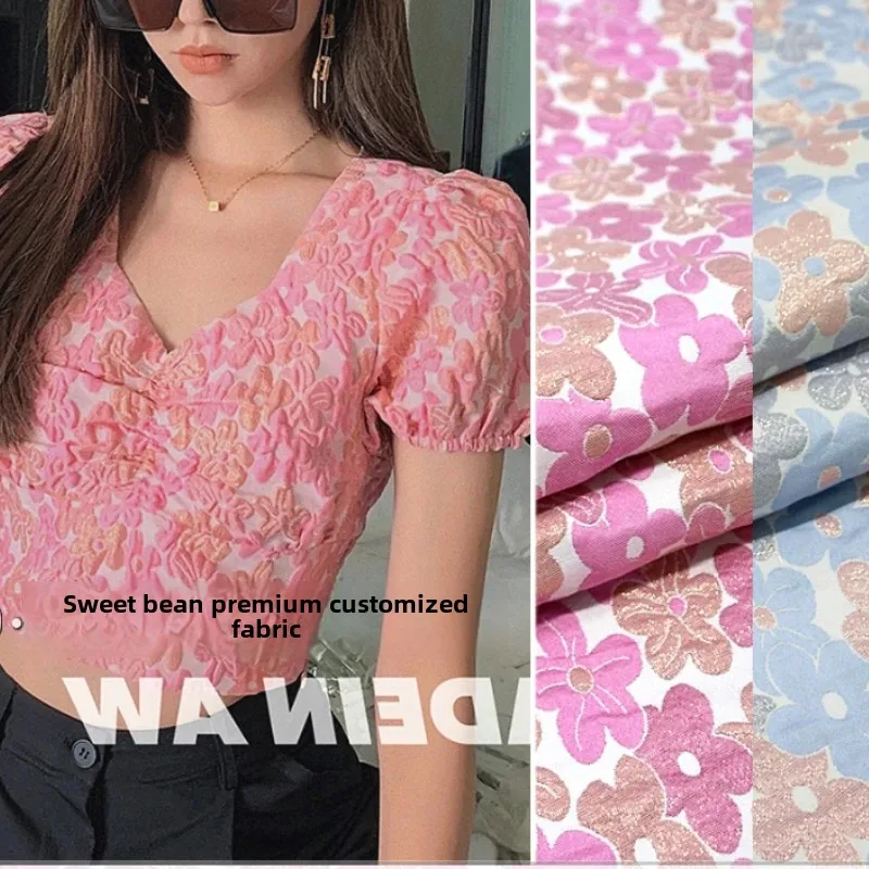 

Парчовая жаккардовая ткань с золотой линией, весна-лето, тонкое тисненое платье с цветочным принтом, европейский бренд, модный дизайн, ткань для шитья своими руками