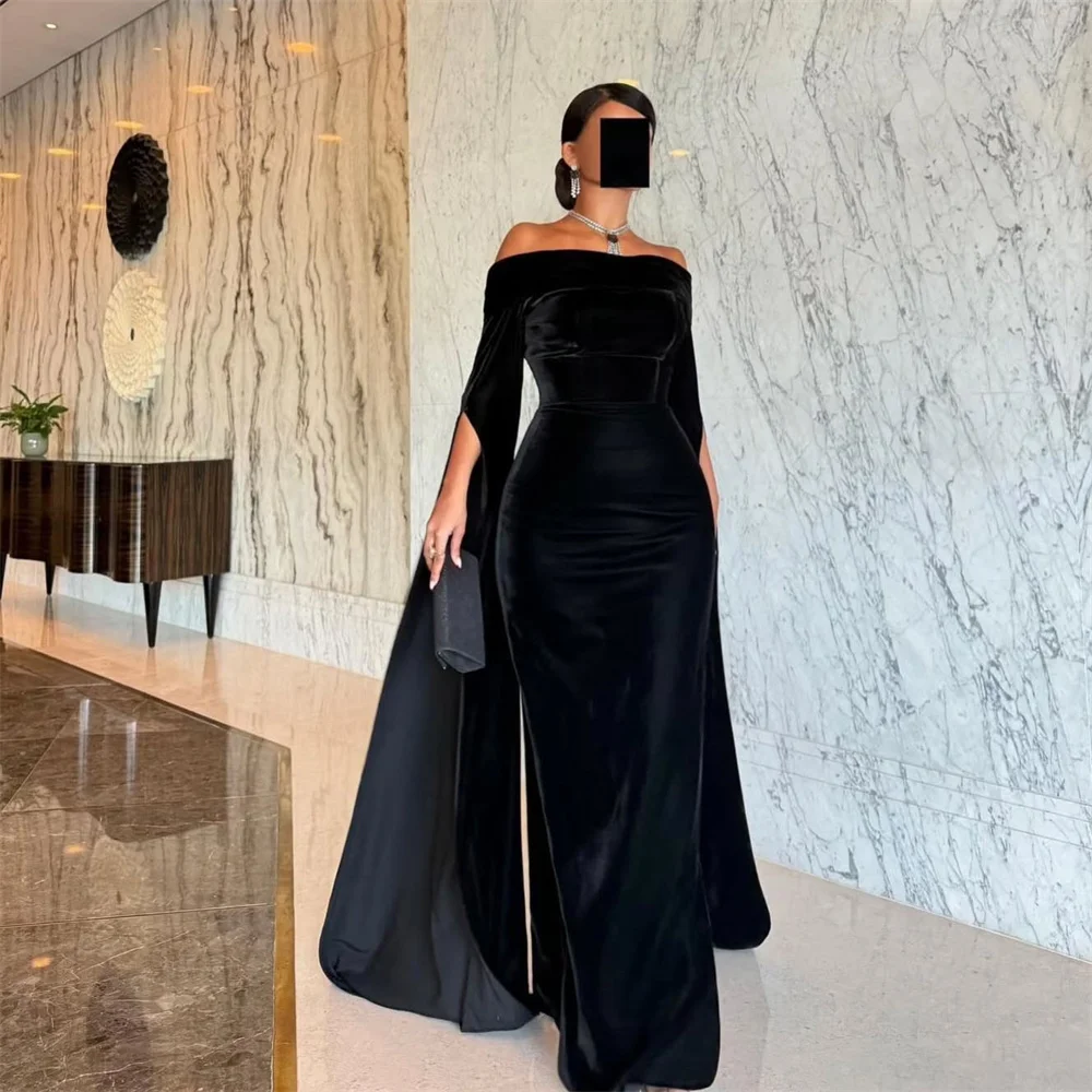 ROYET Strapless Off The Shoulder Long Sleeve Mermaid Evening Dress Floor Length Sweep Train Formal Prom Gown Customized 2025