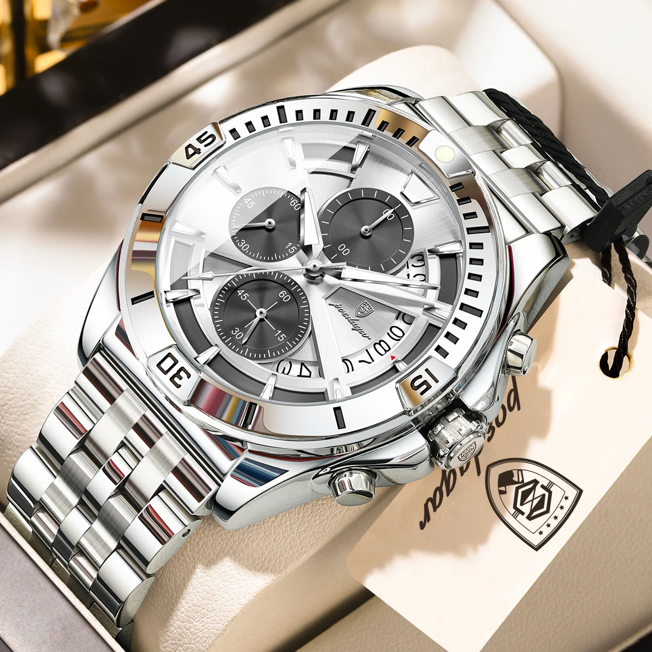 POEDAGAR Top Brand Men Watch Waterproof Luminous Chronograph Date Business Man Watch Quartz Stainless Steel Sports Men's Watches