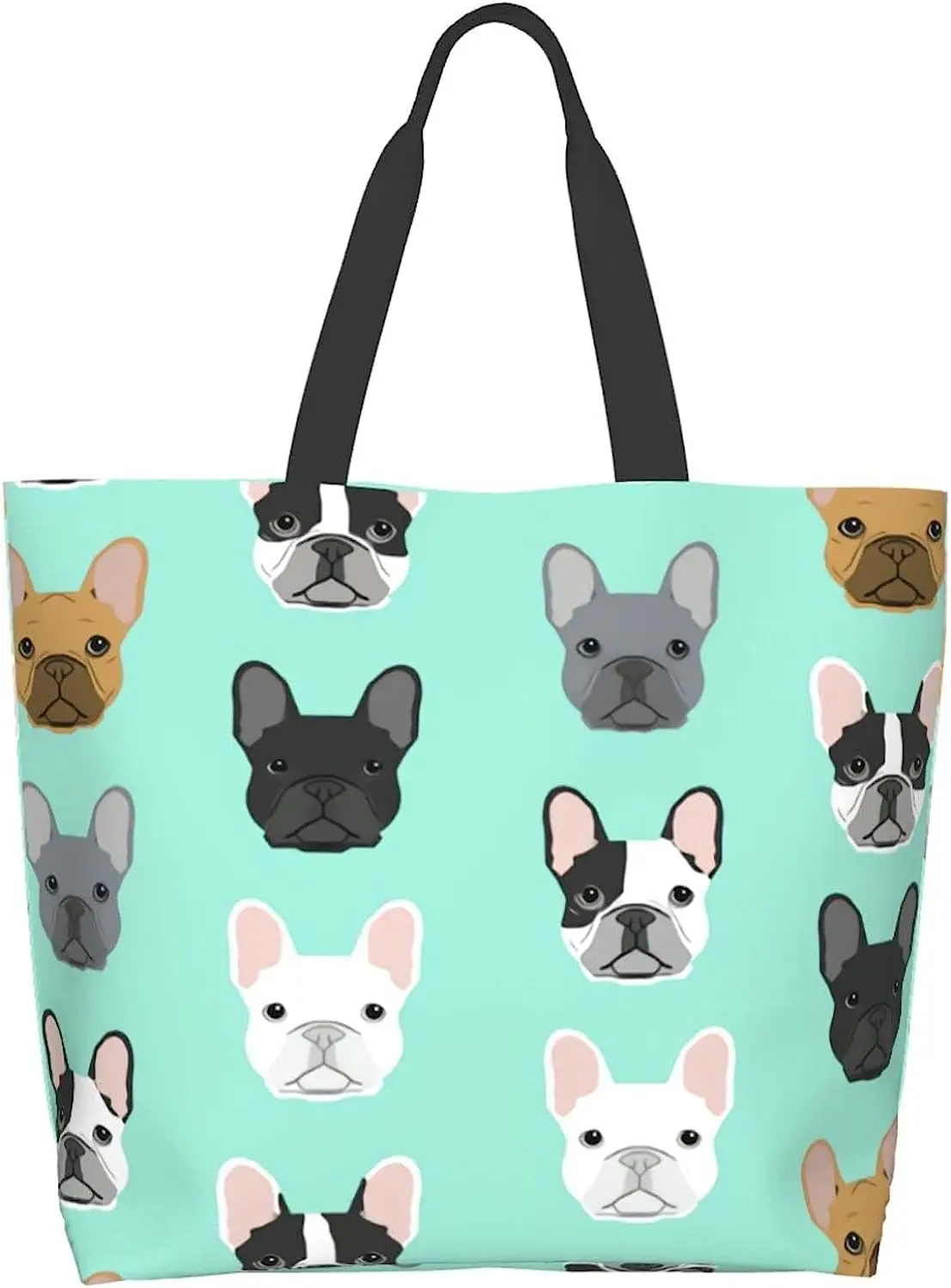 

Cute French Bulldog Dog Puppy Dog Print Canvas Tote Bag Large Women Reusable Beach Bags Shoulder Bag Handbag Shopping