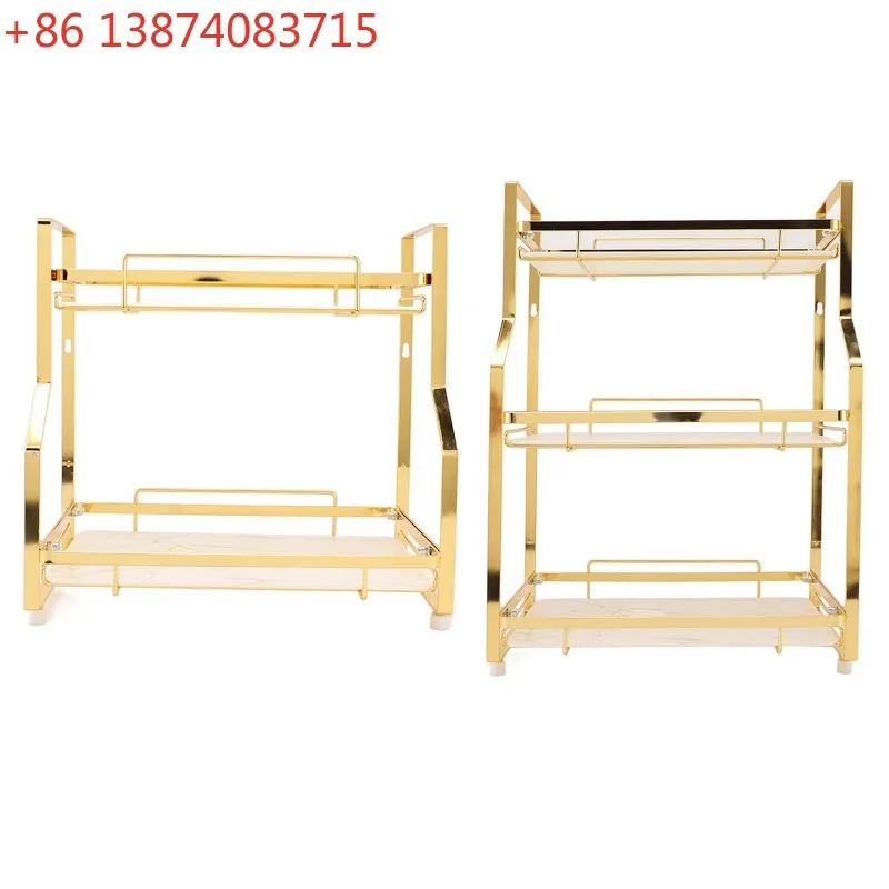 

Spice Rack Organizer Iron Stable Strong Load Bearing Capacity White and Gold Bathroom Storage Shelf Easy To Clean for Bedroom