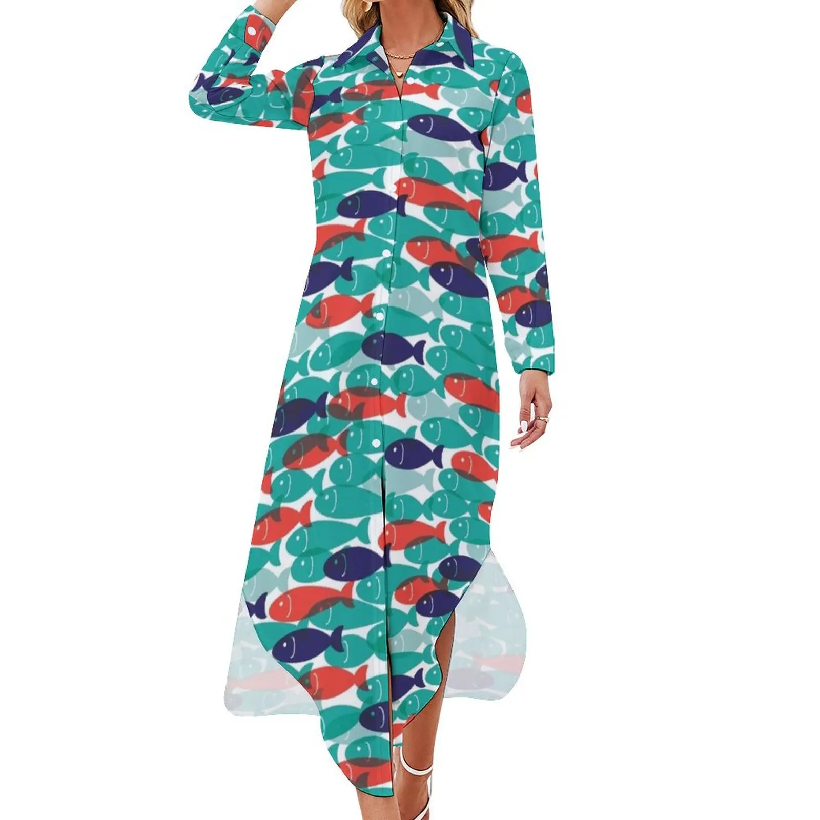 

Fish in a hurry Long Sleeved Shirt Dress dresses ladies 2024 summer loose women's dress dress for women 2024 summer