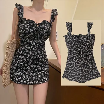 2023 New Korean Sexy High Waist Swimwear Women Print One Piece Swimsuit Female Backless Monokini Bathing Suit Swim Wear