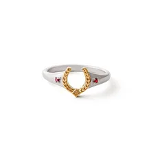 Spain ancient Rome court luxury retro 925 sterling silver ring ruby horseshoe rice ear  18k gold jewelry