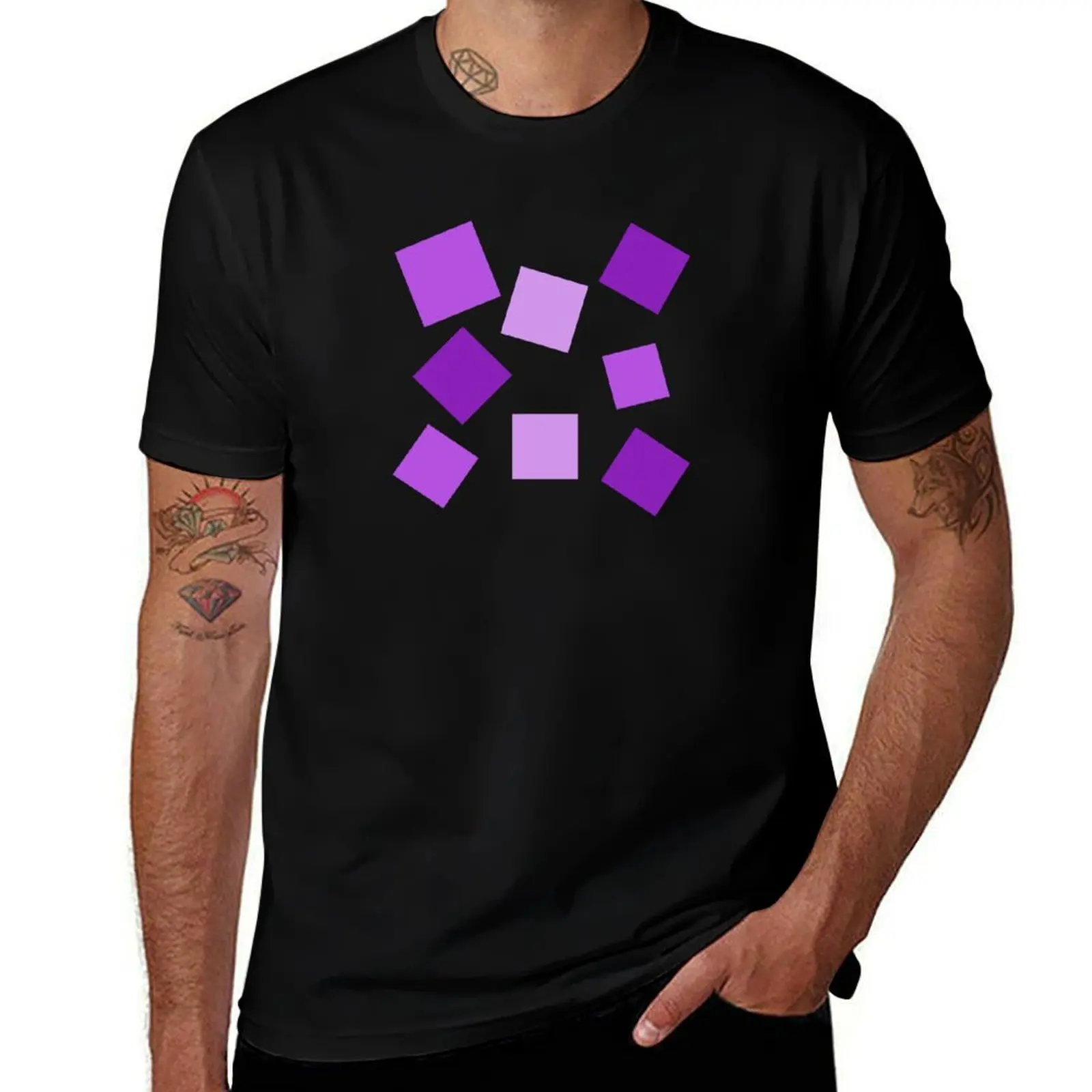 Wild Purple Squares- Exciting Simple Pattern T-Shirt Athletic Quick Dry for Men T-Shirt