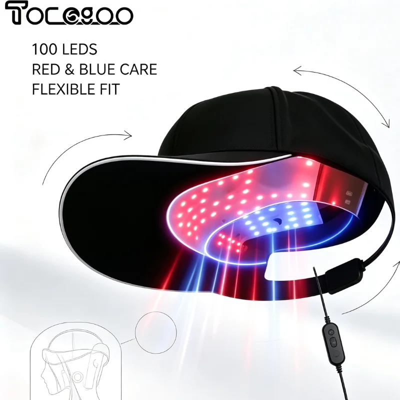 100 LED Red Blue Light Hair Growth Cap 470nm 630nm Infrared Scalp Therapy Helmet USB Rechargeable Anti Hair Loss Device