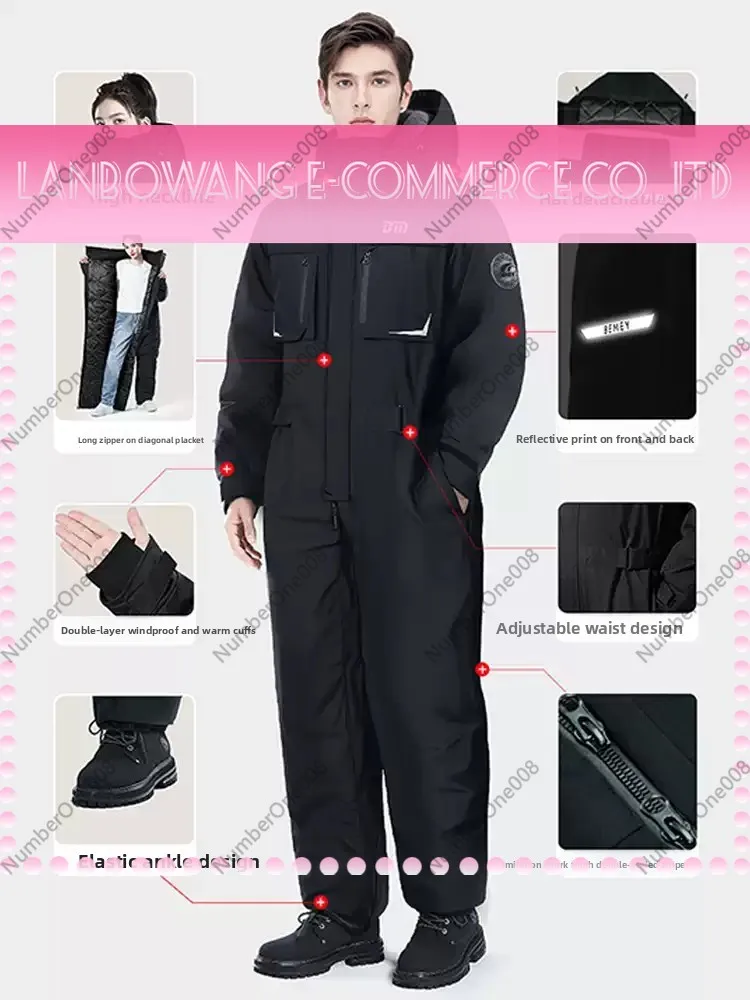 Motorcycle Riding Winter Coldproof Clothing Winter Fashion Waist Designwarm Cotton Jumpsuit Thickened Waterproof Snowmobile Suit
